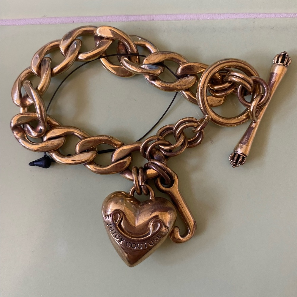 Juicy Couture Vintage Heart Letter J Charm Bracelet